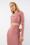 Thessaloniki Knitting Fabric Long Sleeve Bicycle Collar Tight Fit Women'S Set 2 Pieces - Rose 