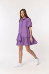 Soft Fabric Short Sleeve Shirt Collar Oversize Full Fit Women Dress - Lilac