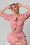 Аэробин Ткань воротник Питер Пэн женская блузка - Светло розовый