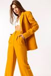 Atlas Fabric Revere Collar Below Hip Classical Single Button Women Jacket - Mustard