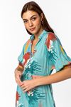 Viscose Fabric Short Sleeve Midi Comfy Colourful Belted Women Dress - Mint