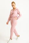 Aerobin Fabric Long Sleeve Revere Collar Wide Women Overalls - Light Pink
