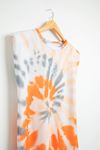 فستان نسائي قماش 2 خيط بلا أكمام طوق دراجة فوق الركبة قالب مريح الباتيك - برتقالي