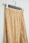 Viscose Fabric Midi Straight Floral Print Women'S Skirt - Mustard