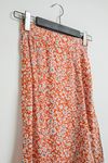 Viscose Fabric Midi Straight Floral Print Women'S Skirt - Orange