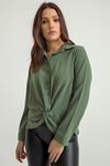 Jesica Fabric Long Sleeve Classical Button Front Women'S Shirt - Khaki 