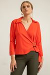 Jessica Collar Blouse Long Sleeve Blouse - Coral