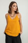 Jesica Blouse On The Straps V-Neck Loose Fit Women Blouse - Mustard