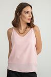 джессика ткань на бретельках V-образный вырез Женская блузка - Светло розовый