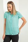 Jesica Fabric Shirt Collar Polka-Dot Sleeve Full Fit Women'S Shirt - Mint