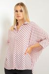 Jesica Fabric Wide Below Hip Oversize Polka-Dot Print Women'S Shirt - Light Pink