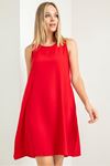 Аэробин Тканьс с круглым вырезом широкое женское платье - Kрасный