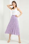 Viscose Fabric Straight Crispy Floral Print Women'S Skirt - Lilac