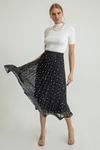 Chiffon Fabric Midi Comfy Fit Star Print Women'S Skirt - Black