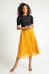 Chiffon Fabric Midi Comfy Fit Pleated Women'S Skirt - Mustard