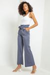 Aerobin Fabric Short Sleeve Ruffled Collar Comfy Fit Women Dress - Dark Grey 