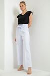 Aerobin Fabric Short Sleeve Ruffled Collar Comfy Fit Women Dress - White