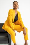 Atlas Fabric Long Sleeve Shawl Collar Below Hip Classical Women Jacket - Mustard