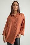 Aerobin Fabric Long Sleeve Shirt Collar Below Hip Oversize Women'S Shirt - Onion 