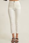 Atlas Fabric Ankle Length Tight Fit Women'S Trouser - Ecru