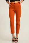 атласный ткань приталенные Женские брюки - Оранжевый