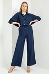 Аэробин Ткань Женские брюки с эластичной резинкой на талии - Темно синий