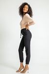 атласный ткань Женские брюки с эластичной резинкой на талии - Чёрный
