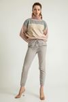 Atlas Fabric Ankle Length Elastic Waist Jogger Women'S Trouser - Grey