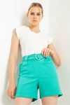 Erika Fabric Short Wide Women Shorts With Belt - Mint