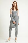 Knitwear Fabric Long Sleeve U-Neck Women'S Set 3 Pieces - Grey