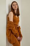 Knitwear Fabric Long Sleeve U-Neck Women'S Set 3 Pieces - Light Brown