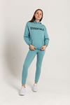Quilted Fabric Long Sleeve Below The Hips Oversize Women'S Trouser - Blue
