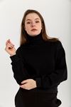 Third Knit With Wool İnside Fabric Roll Neck Comfy Women'S Set 2 Pieces - Black