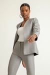 Long Sleeve Without Collar Hip Height Classical Striped Women Jacket - Orange