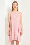 Viscose Fabric Sleeveless Round Full Fit Crispy Print Women Dress - Light Pink
