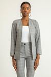 Long Sleeve Without Collar Hip Height Classical Striped Women Jacket - Light Pink