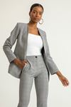Long Sleeve Without Collar Hip Height Classical Striped Women Jacket - Dark Blue