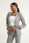 Long Sleeve Without Collar Hip Height Classical Striped Women Jacket - Black
