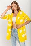 Knitwear Fabric Long Sleeve V-Neck Cloud Print Women'S Knitwear - Yellow