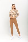 Knitwear Fabric Long Sleeve Bicycle Collar Women'S Knitwear Set 2 Pieces - Light Brown