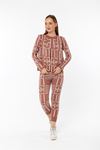 Knitwear Fabric Revere Collar Long Tight Fit Women'S Set 3 Pieces With Drawings - Light Pink