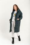 Kapitone Kumaş Uzun Kol Kalp Yaka Oversize/Salaş Kadın Mont-ÇAĞLA