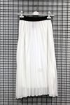 Chiffon Fabric Midi Comfy Fit Pleated Women'S Skirt - White