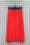 Chiffon Fabric Midi Comfy Fit Pleated Women'S Skirt - Red