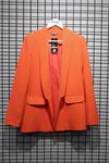 Polyester Fabric Shawl Collar Hip Height Classical Blazer Women Jacket - Coral