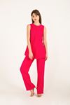 Linen Fabric Zero Neck Comfy Side detail Women Tunic - Pink