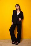 Atlas Fabric Long Sleeve Comfy Women Palazzo Trouser - Black