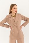 Atlas Fabric Long Sleeve Hip Height Women Blazzer Jacket-Mink