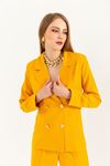 атлас ткань длинный рукав женский пиджак-Горчичный