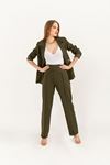 Atlas Fabric Long Sleeve Hip Height Women Blazzer Jacket-Khaki 